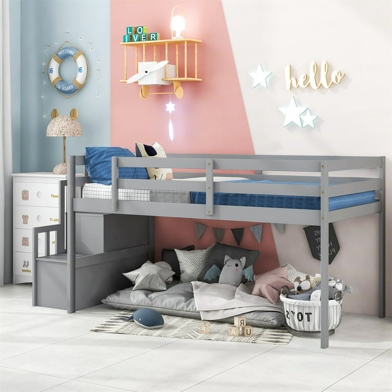https://i5.walmartimages.com/seo/Twin-Loft-Bed-with-Stairs-and-Storage-Wood-Loft-Bed-for-Kids-Teens-Child-s-Room-44-5-inches-Tall-No-Box-Spring-Needed-Gray_38a892ba-c0cb-499e-980e-49f7d154dcc3.f87559baa6ebee86d62126c2cb40c24f.jpeg?odnHeight=768&odnWidth=768&odnBg=FFFFFF