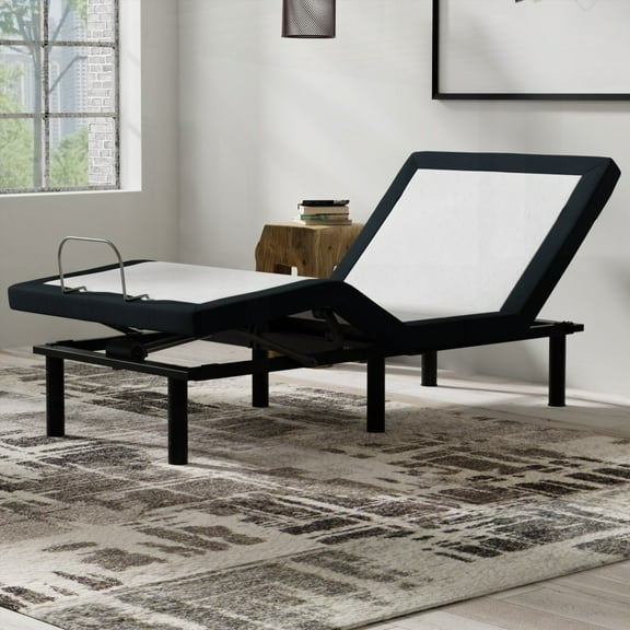 Twin Size Metal Platform Bed Frame with Zero Clearance, USB, LED, and Adjustable Legs (Grey for Bedroom)