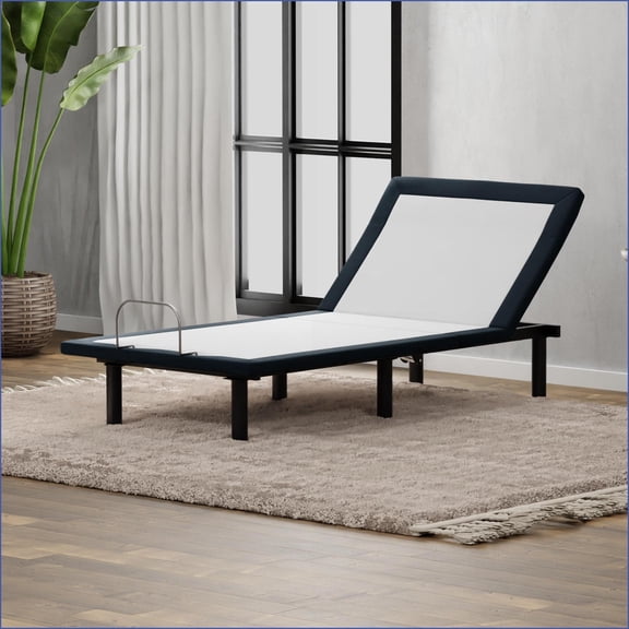 Twin Long Metal Adjustable Bed Frame with Head Articulation & Wired Remote, Black  Guest Room Comfort