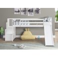 thumbnail image 1 of Twin Low Loft Bed with Slide and Storage Staircases, Solid Wood Loft Bed Frame with Underbed Storage Area and Full-Length Safety Guardrails for Boys Girls Bedroom, No Box Spring Needed, White, 1 of 7