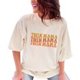 thumbnail image 1 of Twin Mama, Mother, Mom or Mommy of Twins Themed, Groovy Retro Wavy Text, Ivory Comfort Colors T-Shirt, 3XL, 1 of 1