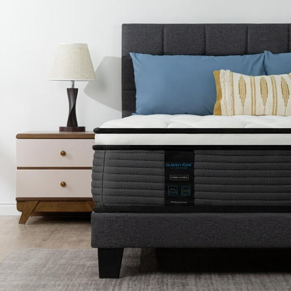 Twin Mattress, Queen Rose 10 Inch Hybrid Medium Firm Mattress with Memory Foam in a Box, with Individually Pocket