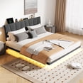 thumbnail image 1 of Neche Floating Upholstered Twin Full Queen King Platform Bed Frame with LED Lights, Charging Station & Storage Headboard, Gray, 1 of 13