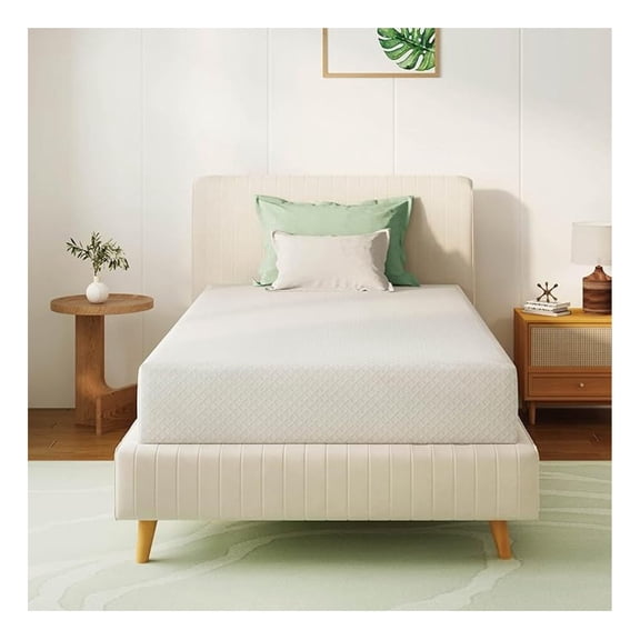 Twin Mattress 10 Inch Memory Foam Mattress with Cooling Green Tea Gel, Relieve Pressure with Medium Support,Fiberglass Free, Bed in a Box, Certified, 75''L x 38''W, White