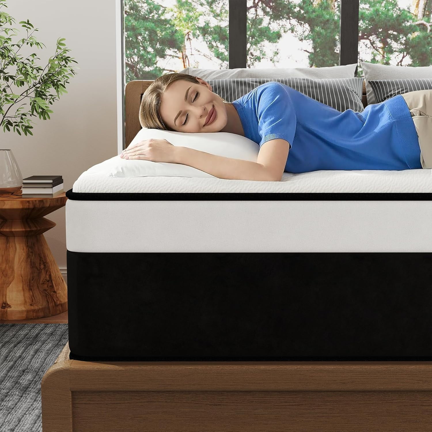 Twin Mattress, 14 Inch Twin Hybrid Mattress in a Box with Memory Foam ...