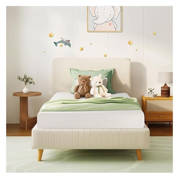Twin Mattress 5 Inch Memory Foam Mattress with Cooling Green Tea Gel,Relieve Pressure with Medium Firm Support, Bed in a Box, Certified, 75''L x 38''W, White