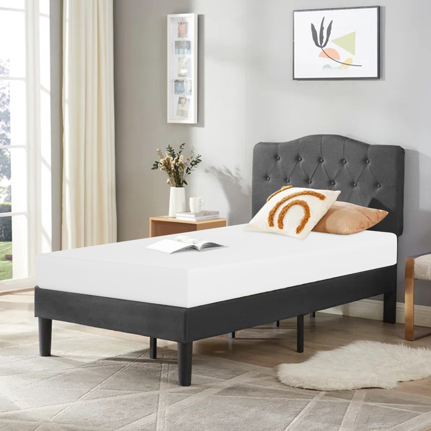 5 Inch Twin Mattress, Memory Foam Mattress, Medium-Firm Mattress, Breathable Bed Mattress with Removable Cover Mattress in Box, White