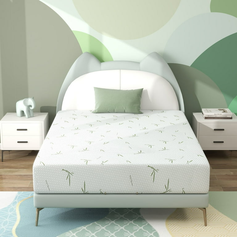 Twin Mattress 6 inch Memory Foam Mattress Bed in A Box with Green Tea Cooling Gel Child White