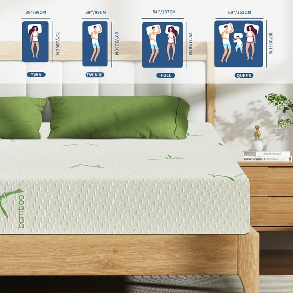 Twin Mattress, 8 Inch Memory Foam Mattress in a Box for Kids with Breathable Bamboo Cover, Medium Firm Gel Mattress for Bunk Bed, Trundle Bed, CertiPUR-US Certified