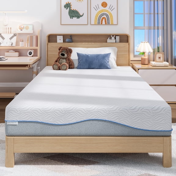 UHOMEPRO 8" Twin Mattress in a Box, Cooling Gel Memory Foam Mattress, Medium-Firm, Fiberglass-Free, Pressure Relief, for Kids Room, Guest Room, Bunk Bed, Trundle Bed
