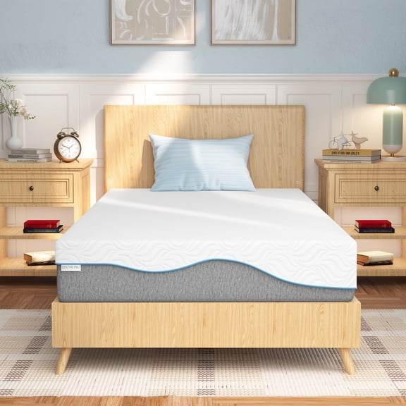 Twin Mattress 8 Inch Memory Foam Mattress in a Box, UHOMEPRO Cooling Gel Breathable Foam Mattress for Bedroom Dorm Guest Room, Medium Firm, CertiPUR-US, Fire Resistant, Non Slip, White