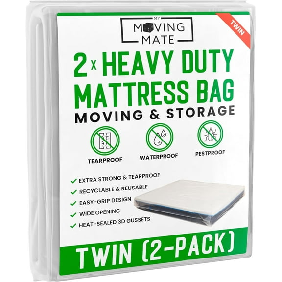 Twin Mattress Cover for Moving and Storage - 2-Pack - Mattress Bag for Moving and Storage - 500g Mattress Protector Storage Bags - Heavy Duty, Reusable, Tearproof