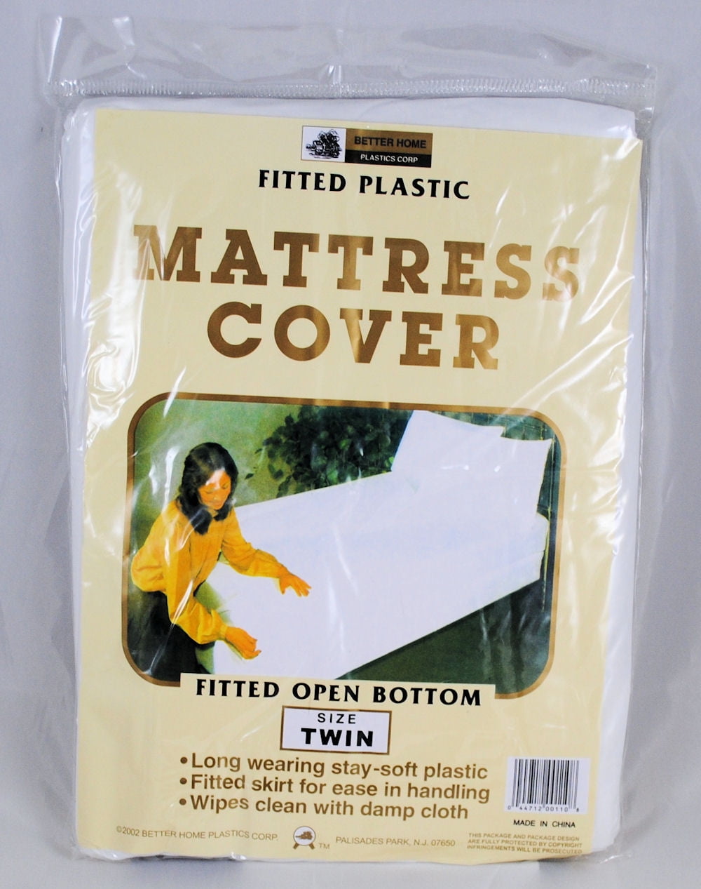 Better Home USA Fitted Plastic Mattress Encasement, Twin, Waterproof