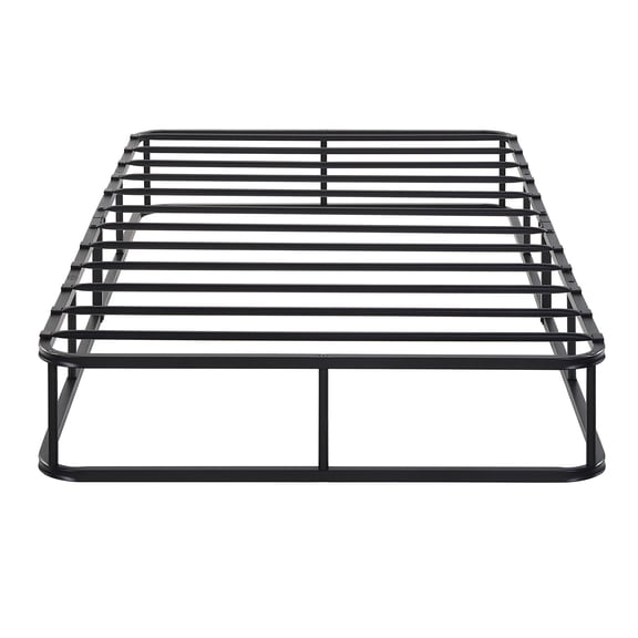Twin Mattress Foundation: Black Metal Construction & Textured Fabric Cover, 8.5in High, 12 Slat Support, Easy Assembly, 350lb Weight Capacity, Bedroom Central Part Fabric, Height, 12 Ideal For