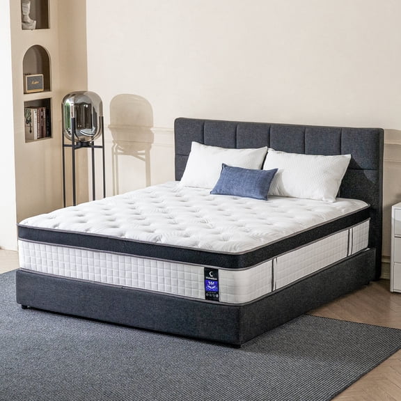 Twin Mattress Medium 12 Inch Cooling Gel Memory Foam Hybrid 7 Zone Pocket Springs, Bed in a Box, Breathable Cover, Motion Isolation, Back Pain Relief, CertiPUR US & Oeko TEX Certified