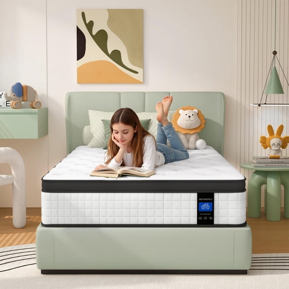 Twin Mattress 12 inch, UHOMEPRO Twin Size Mattress in a Box, Gel Memory Foam and Wrapped Pocket Hybrid Spring Mattress, Medium Firm, Zoned Pressure Relief, Enhanced Edge Support, CertiPUR-US