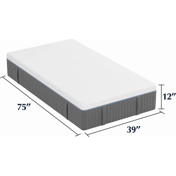 Twin Mattress, Rest Only 12 Inch Mattress in a Box, Individual Pocket Springs with Memory Foam, for Comfort Sleep & Pressure Relief, Motion Isolation, Medium Firmness