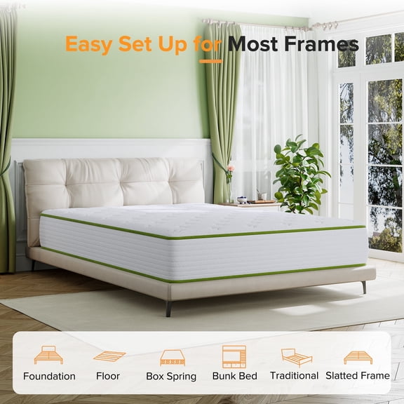 POSMOND 12 inch Twin Hybrid Mattress, Medium Firm , Motion Isolation, CertiPUR-US Certified, Bed-in-a-Box