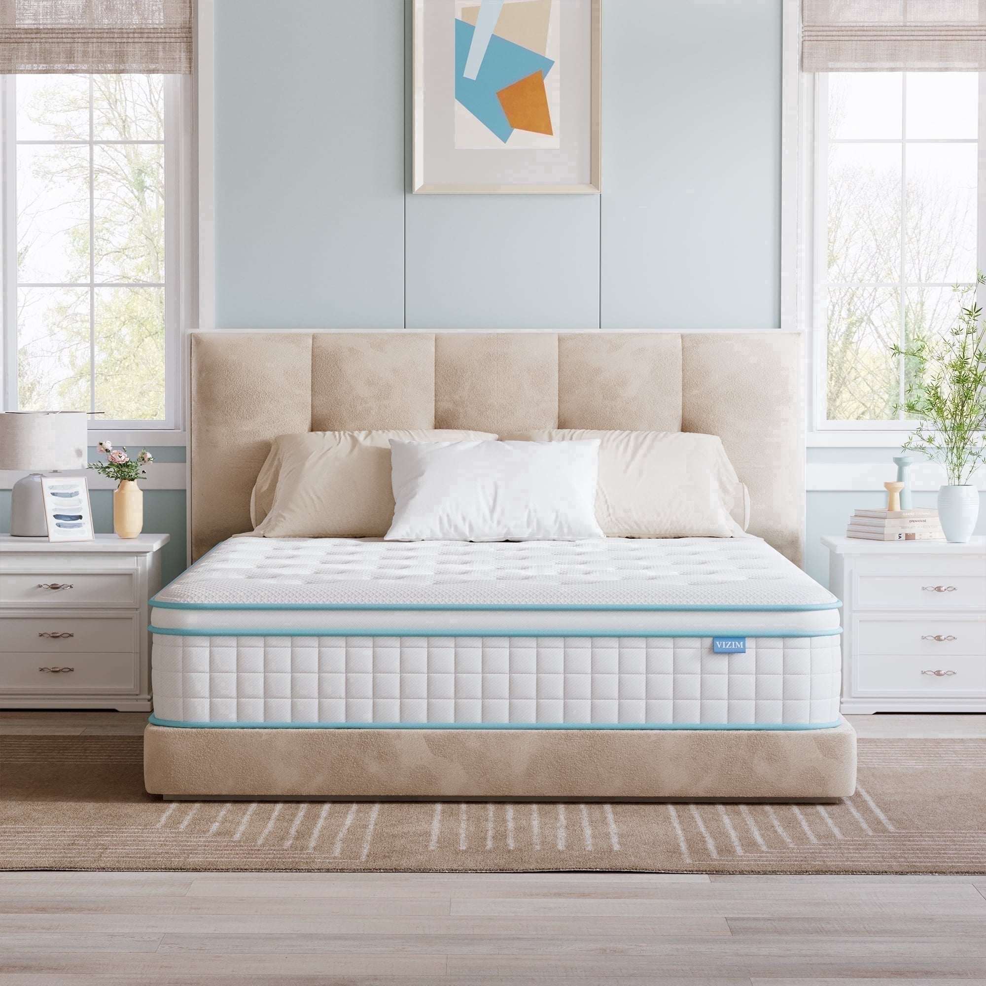 Twin Mattress, VIZIM 10 Inch Wave Memory Foam & Pocket Spring Hybrid Mattress in a Box for Pressure Relief, CertiPUR-US Certified