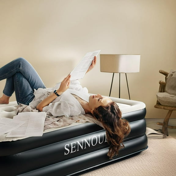 Twin Mattress with Built-in Pump, Fast Inflation/Deflation, Foldable Blow Bed for Home Camping Guests, 16 Inch 550lbs