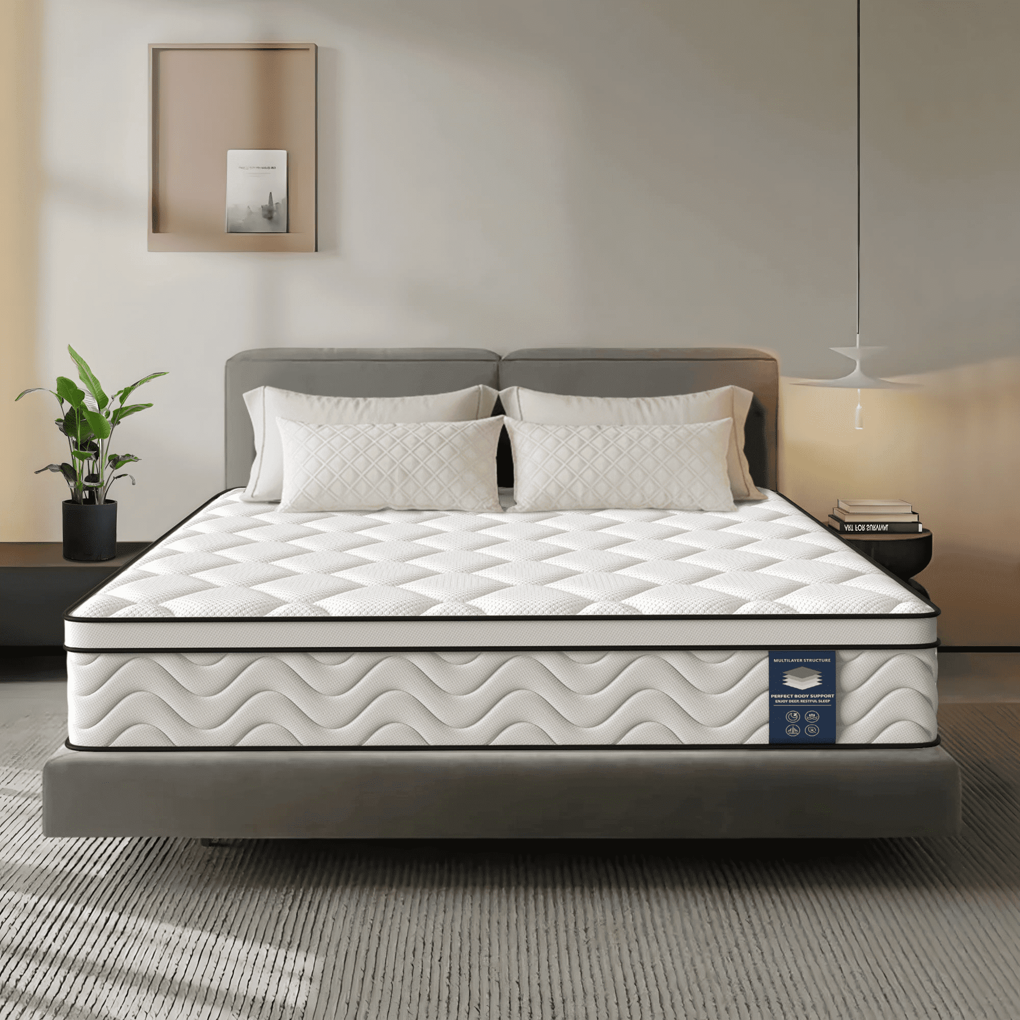 10" Twin Mattress, Gel Memory Foam and Pocket Spring Hybrid Mattress in a Box, Medium Firm, Pressure Relief, Adult