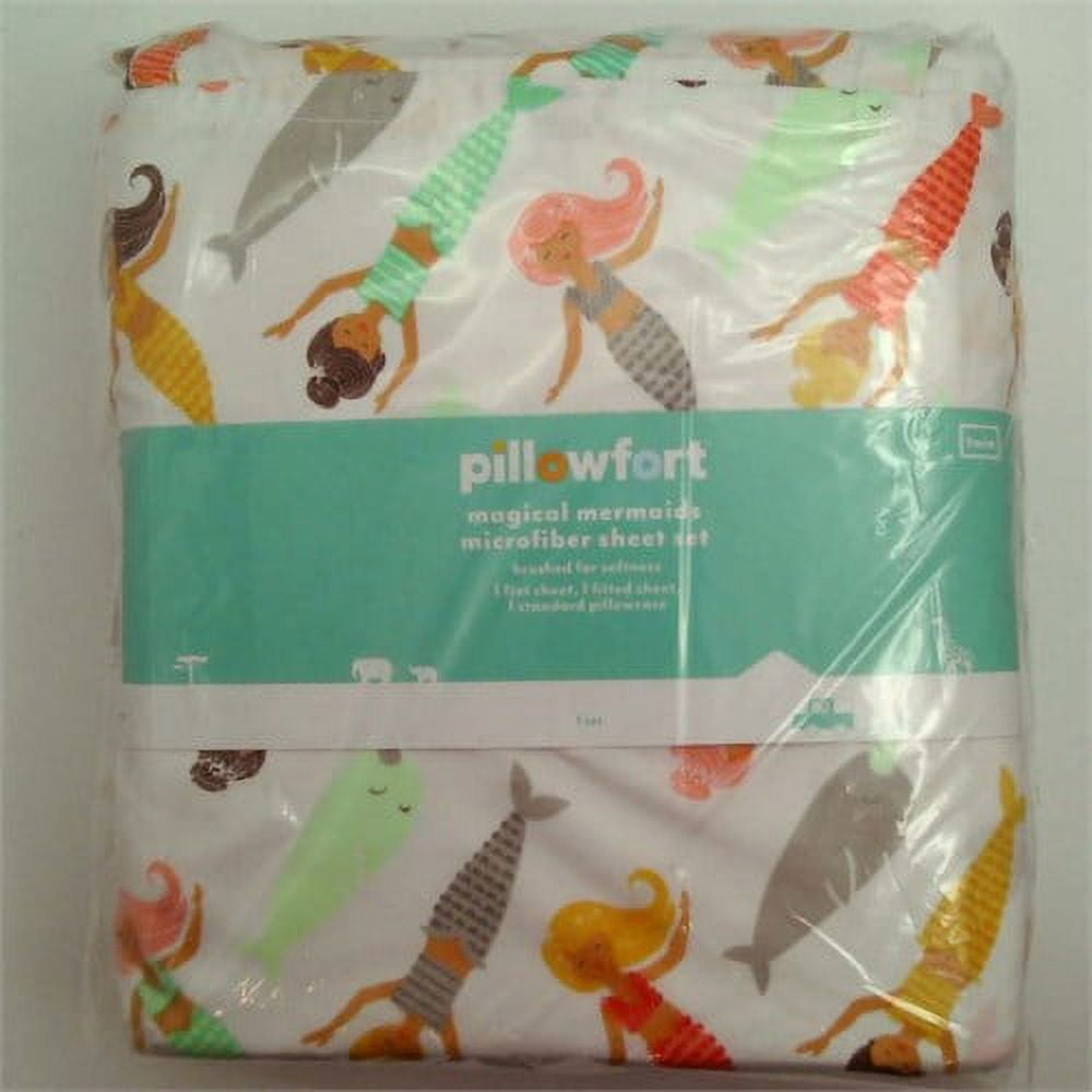 Twin Mermaids Sheet Set White Orange Walmart