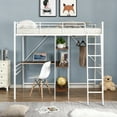 thumbnail image 1 of Twin Metal Bed Frame with Ladder and Safety Guard Rails, Loft Bed with Built-in-Desk and Three-Tier Shelves, Full-Length guardrails, Space-Saving Design, Storage Shelf, 1 of 7