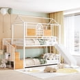 thumbnail image 1 of Twin Over Metal Bunk Bed With Slide And Storage Stair - White. Iron Construction For Durability. Imaginative Playhouse Design. Versatile Compartments. No Box Spring Required. Max Weight Capacity, 1 of 6