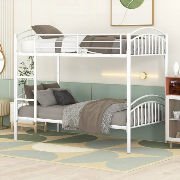 Twin Metal Bunk Bed with Sturdy Steel & Wear-Resistant Finish|Separate into 2 Twins
