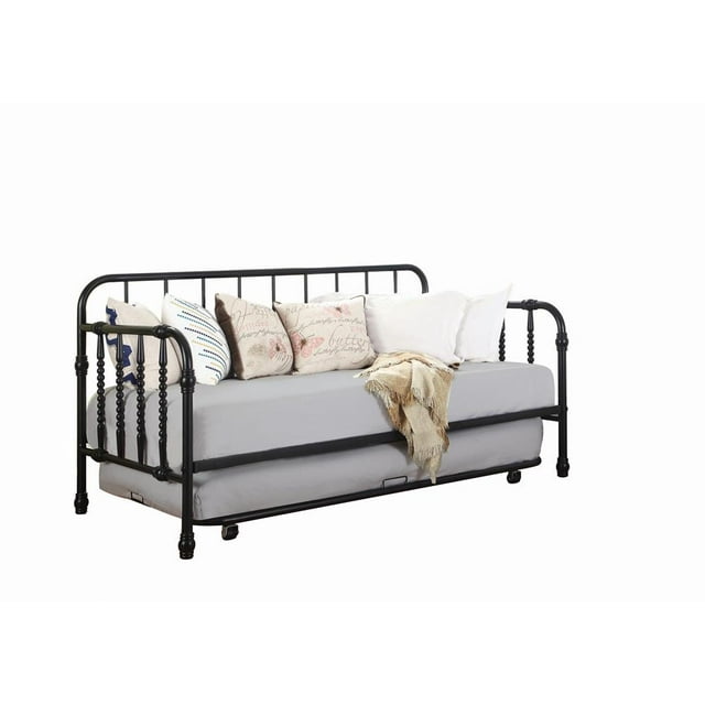 Twin Metal Daybed with Trundle Black