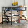 thumbnail image 1 of Twin Metal Loft Bed Frame with Desk, No Box Spring Needed, 1 of 7