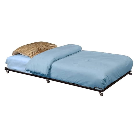 Twin Metal Trundle Bed Frame - Black Roll Out Guest Bed with Slats - Space Saving Under Bed Sleeper - Heavy Duty Steel Construction - Bedroom Furniture