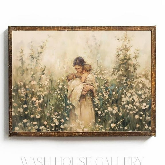 Twin Mom Gift Motherhood Poster For Twin Mom Mother And Baby Cottagecore Nursery Wall Decor For Twin Baby Shower Gift Mom, F038, 24x36 UNFRAMED