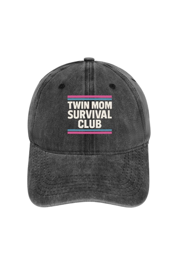 Twin Mom Survival Club Charcoal Baseball Cap for Men Women, Adjustable Snapback Hats Cotton Hat