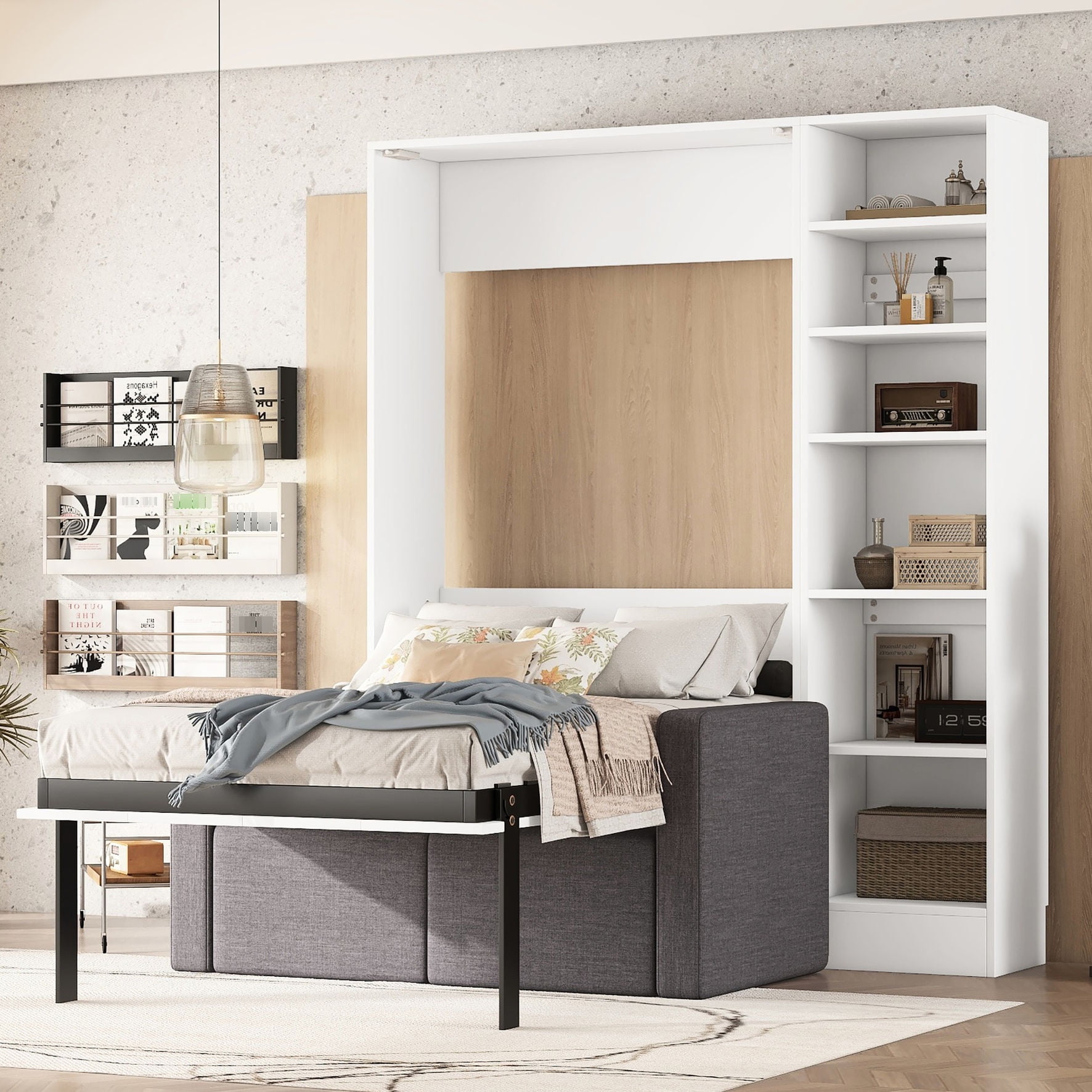 Twin Murphy Bed Integrated Storage Cubbies Sleep or Sit Spaces — free download