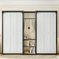 thumbnail image 1 of Twin Murphy Bed with Wardrobe &amp; Shelves - Space-Saving Metal Foldable Bed, White, Twin Size, Built-in Outlets, Ideal for Small Rooms &amp; Guest Rooms, 1 of 16