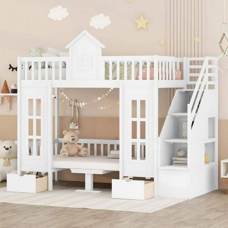 Kids white loft bed 2025