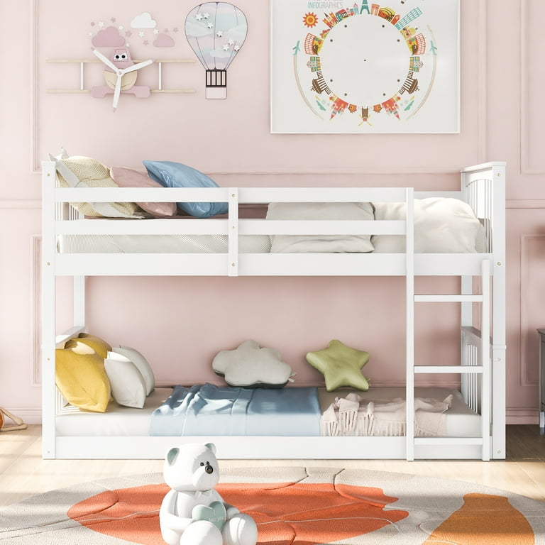 Twin Over Twin Bunk Bed with Slide, Twin Bunk Bed with Fun Slide