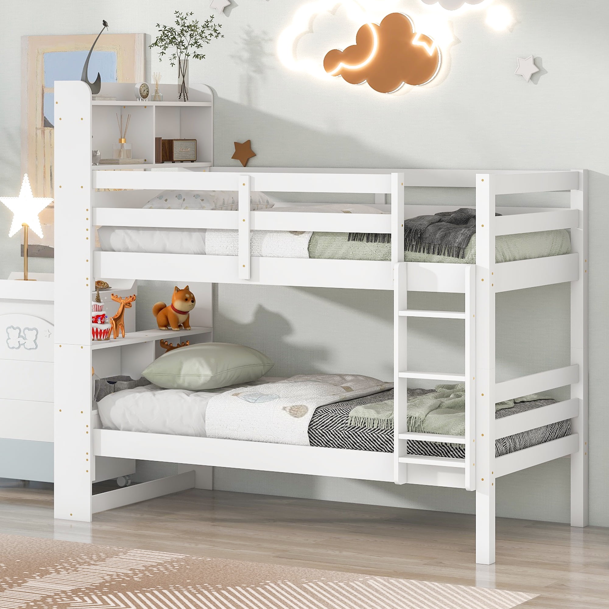 cama puente  White loft bed, Kids bunk beds, Modern bunk beds