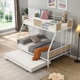thumbnail image 1 of Twin Over FULL Metal Bunk Bed + Trundle - 2 Side Ladder & Full Guardrail, No Box Needed, 11 Inches Under Bed Storage, Easy to Assemble, 1 of 12