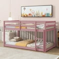 Twin Over Twin Floor Bunk Bed,Win Bunk Bed Frame with Ladder and Full