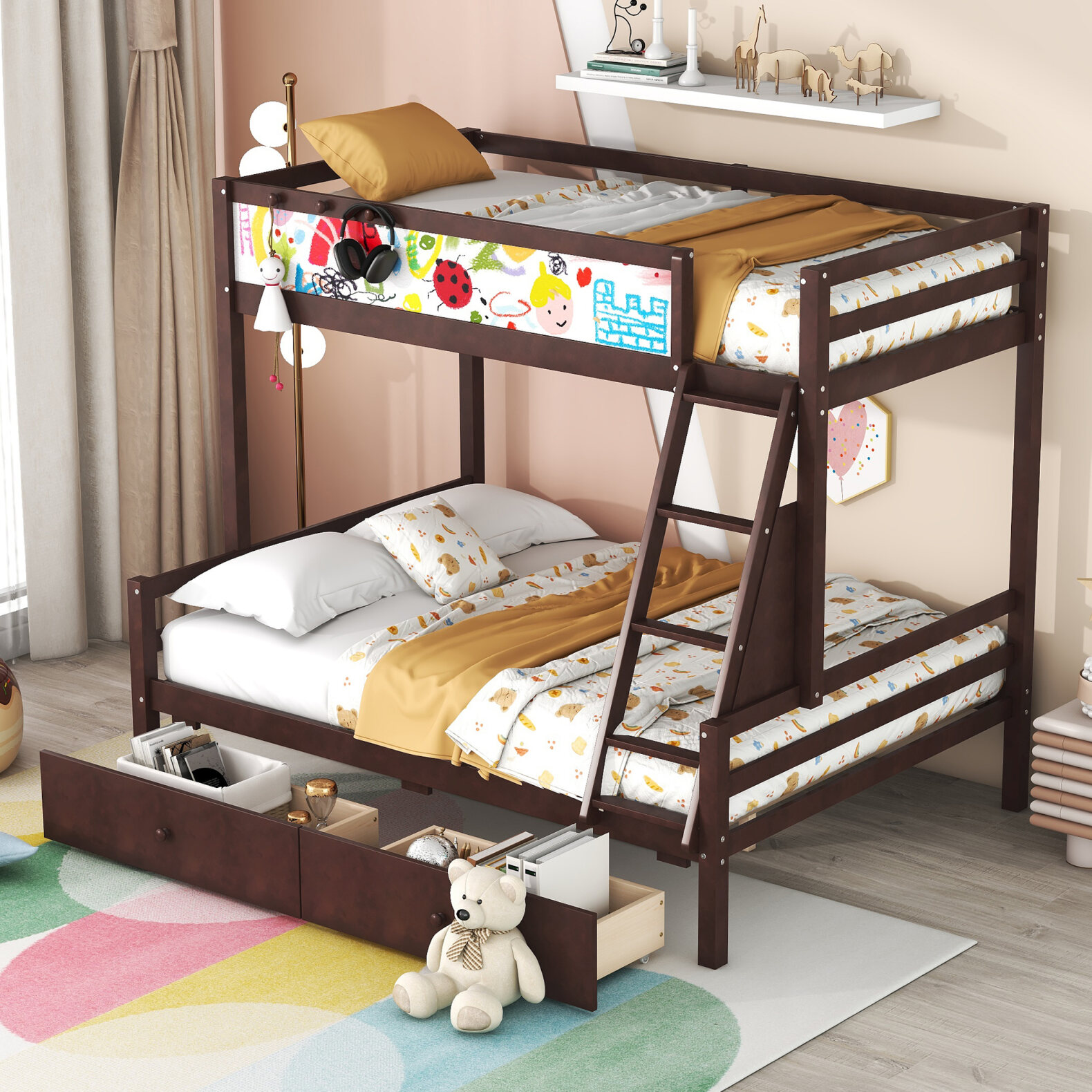 Twin/Full Merlot Hook-On Bed Rails