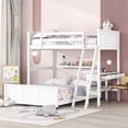 thumbnail image 1 of White Twin Over Full Bunk Bed with Desk - Solid Pine Construction for Safety, 1 of 16