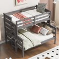 thumbnail image 1 of Twin Over Full Bunk Bed with Ladder, Can be Divided into 2 Beds, Solid Wood Bed Frame with Full Length Safety Guardrails and Slats Support, for Teens Adults, No Box Spring Needed, Gray, 1 of 9