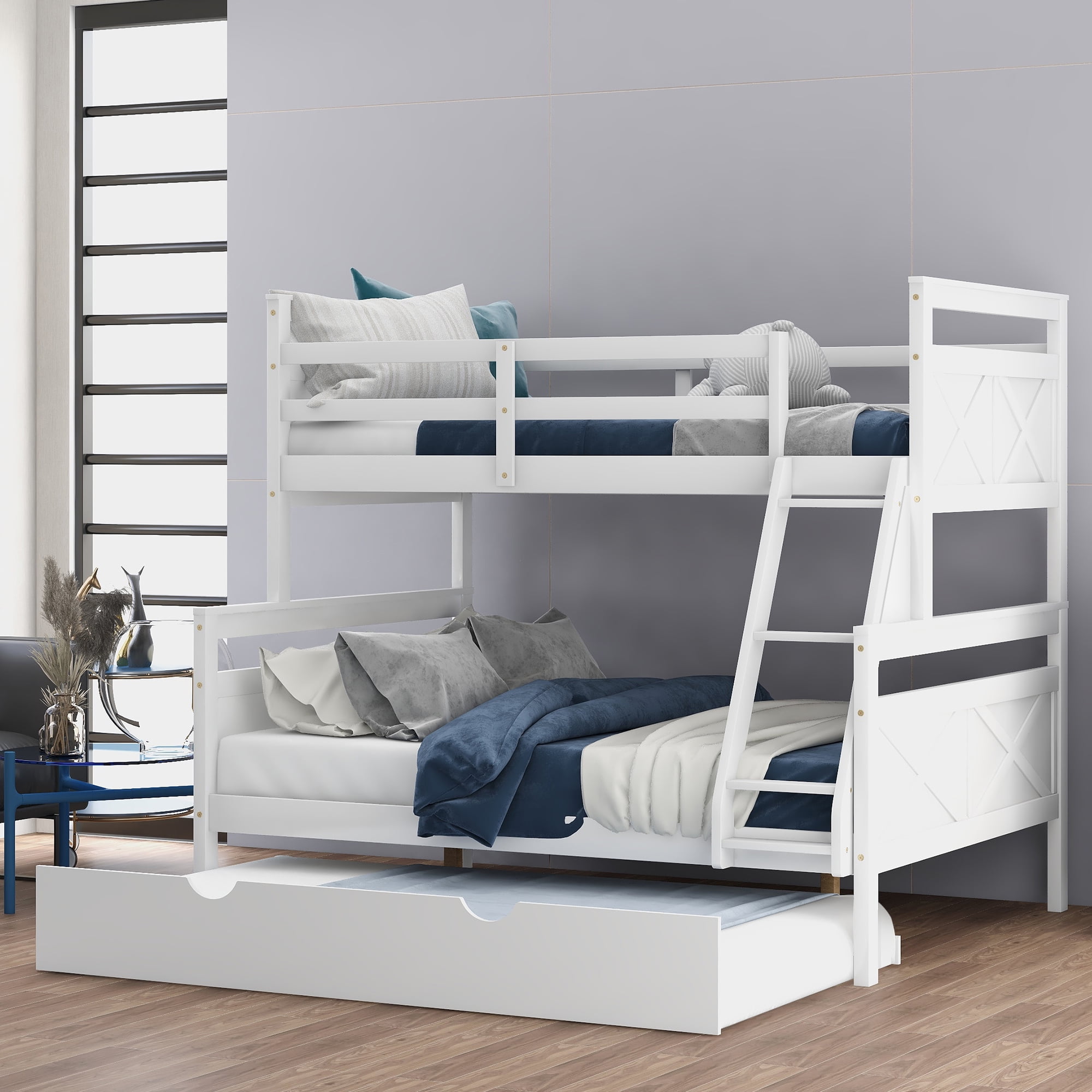 Twin Over Full Bunk Bed With Trundle Detachable Bunk Beds With Ladders