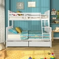 thumbnail image 1 of Twin Over Full Bunk Bed with Ladder Solid Wood Bunk Bed Frame with 2 Storage Drawers, 1 of 7