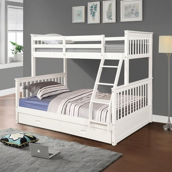 Twin Over Full Bunk Bed with Storage Drawers