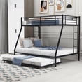 thumbnail image 1 of Twin-Over-Full Bunk Bed with Sturdy Steel Frame, Metal Bunk Bed with Twin Size Trundle and Two-Side Ladders (Black), 1 of 6