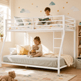 thumbnail image 1 of UHOMEPRO Twin over Full Bunk Bed, Metal Bunk Bed Frame with Full Length Guardrails, Reversible Ladder, Heavy Duty Low Profile Bunk Bed for Boys Girls, No Box Spring Needed, White, 1 of 12