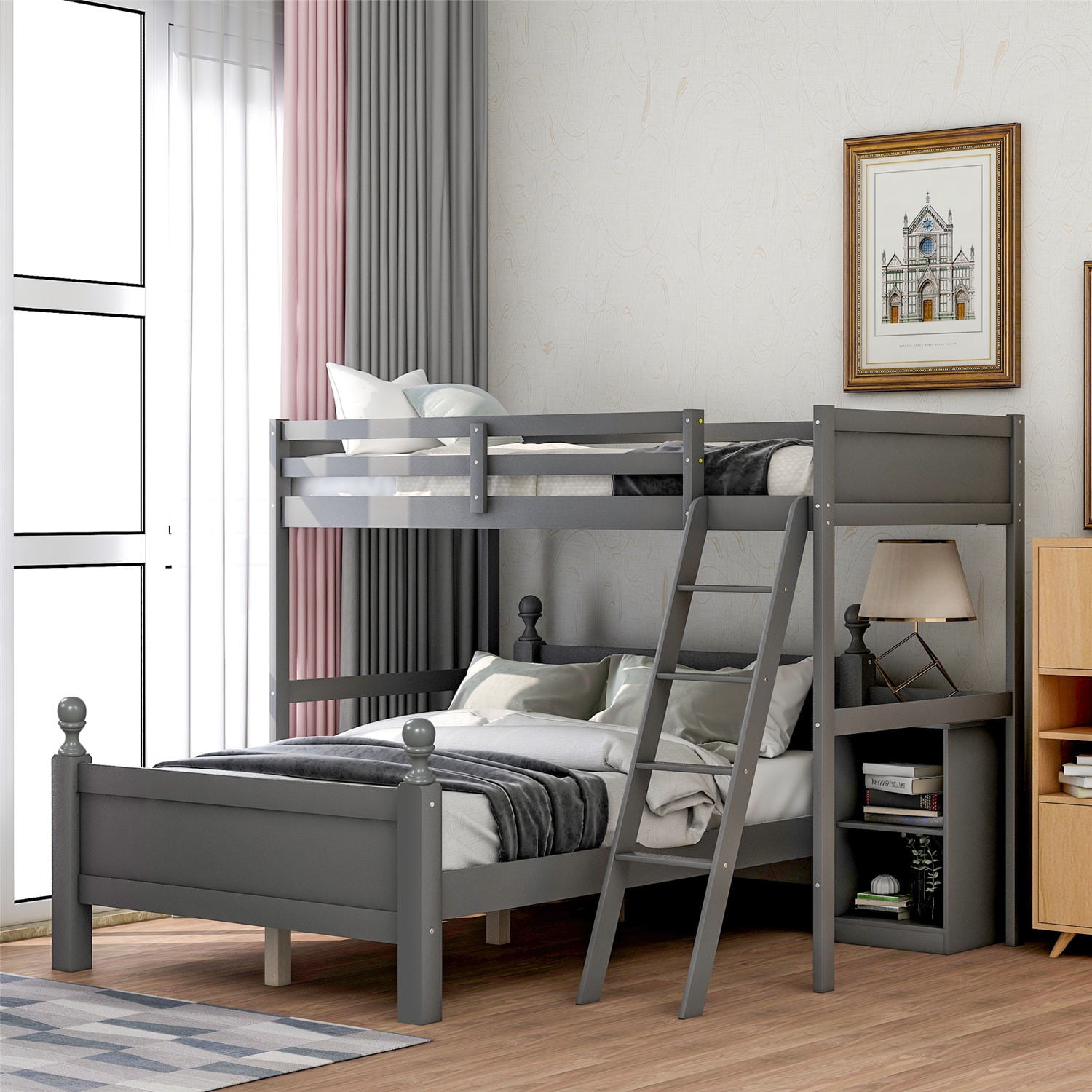 Twin over full top l shaped bunk